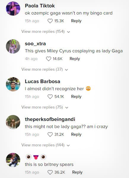 Lady Gaga TikTok comments copy