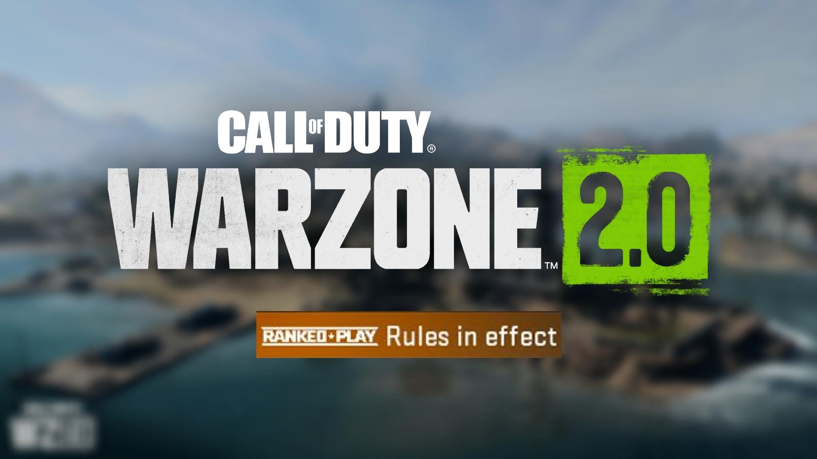 warzone 2 logo on al mazrah background with Ranked Play text