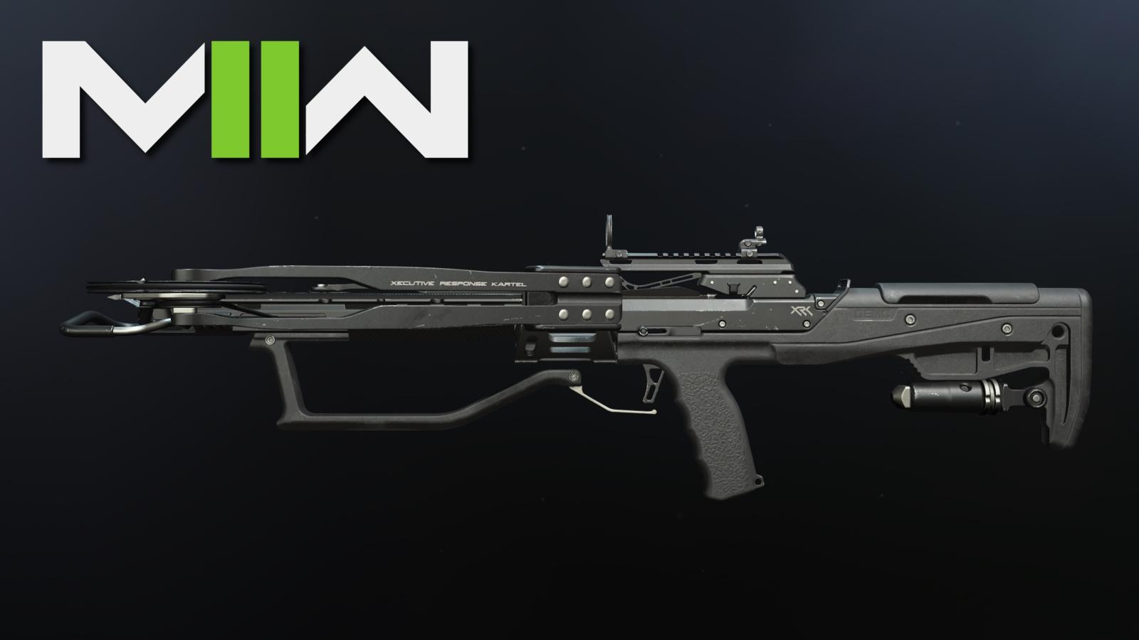 preview of crossbow in-game with mw2 logo in corner.