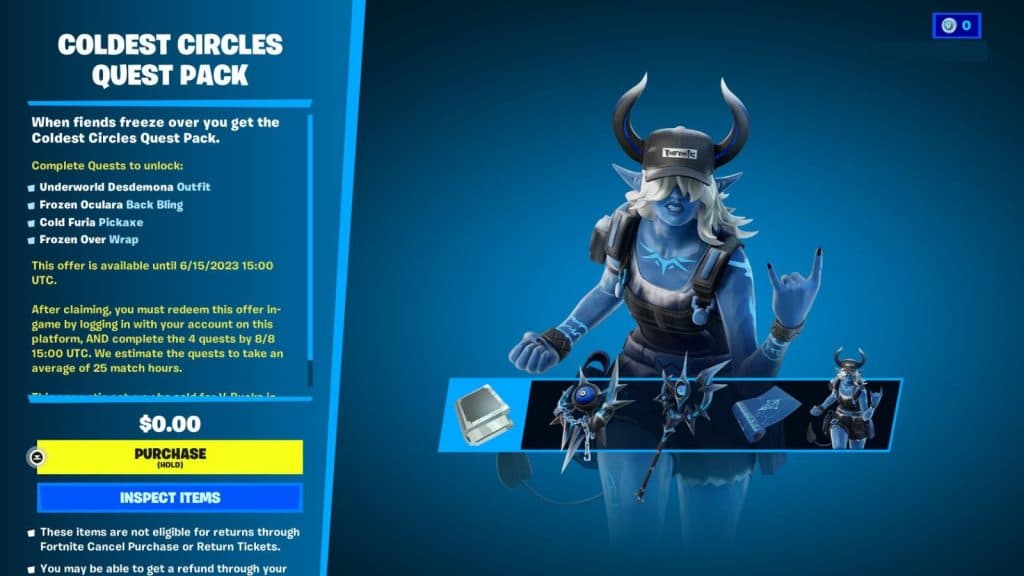 Fortnite Coldest Circles Quest pack in the Shop