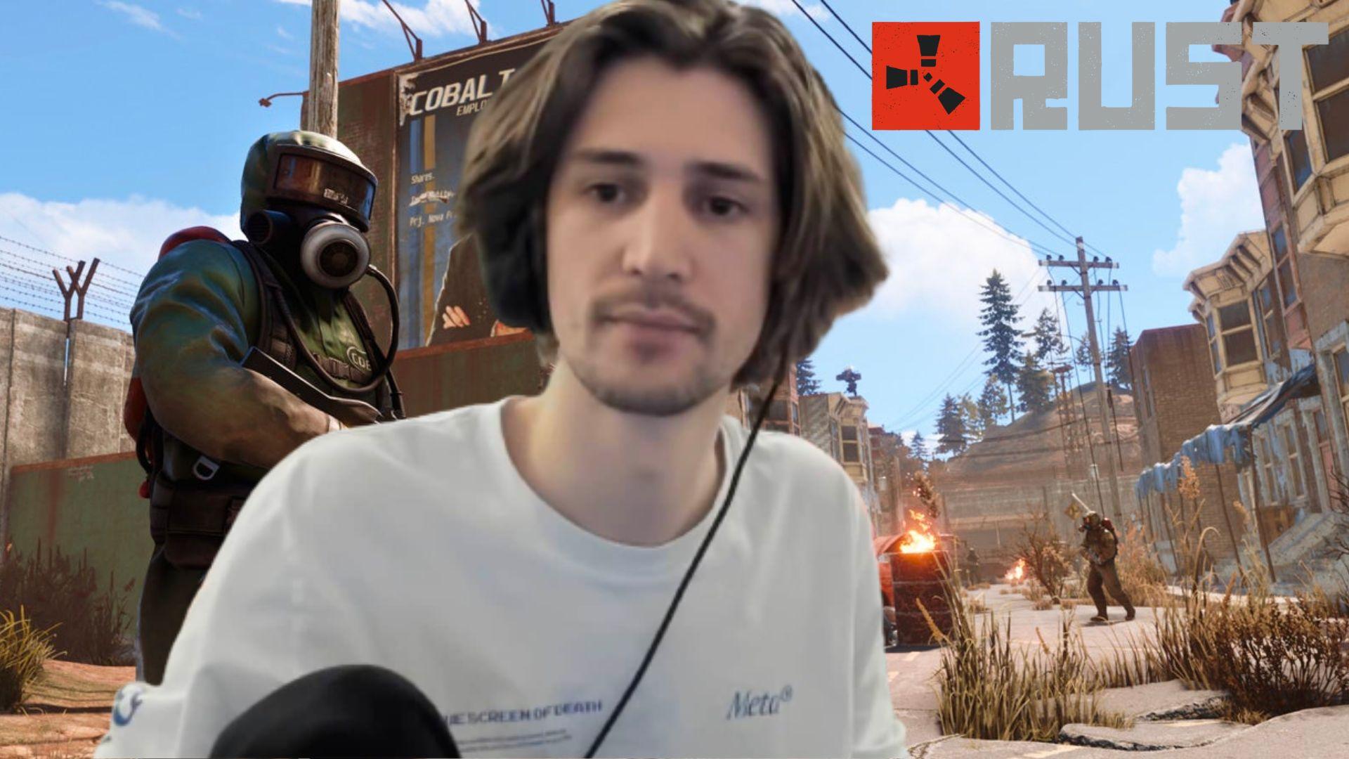 xQc sat in front of Rust map