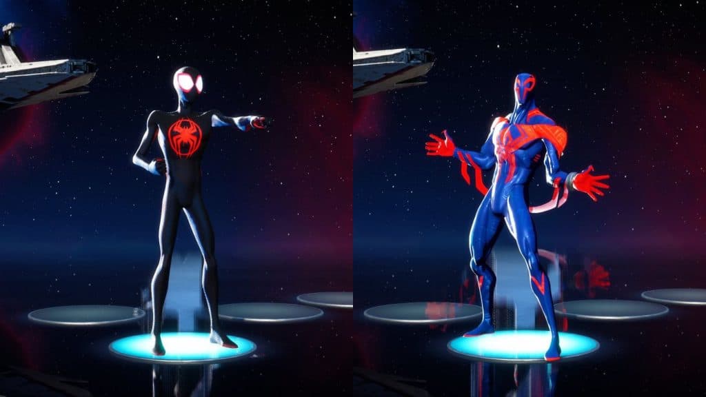 Miles Morales and Spider-Man 2099 skins in Fortnite