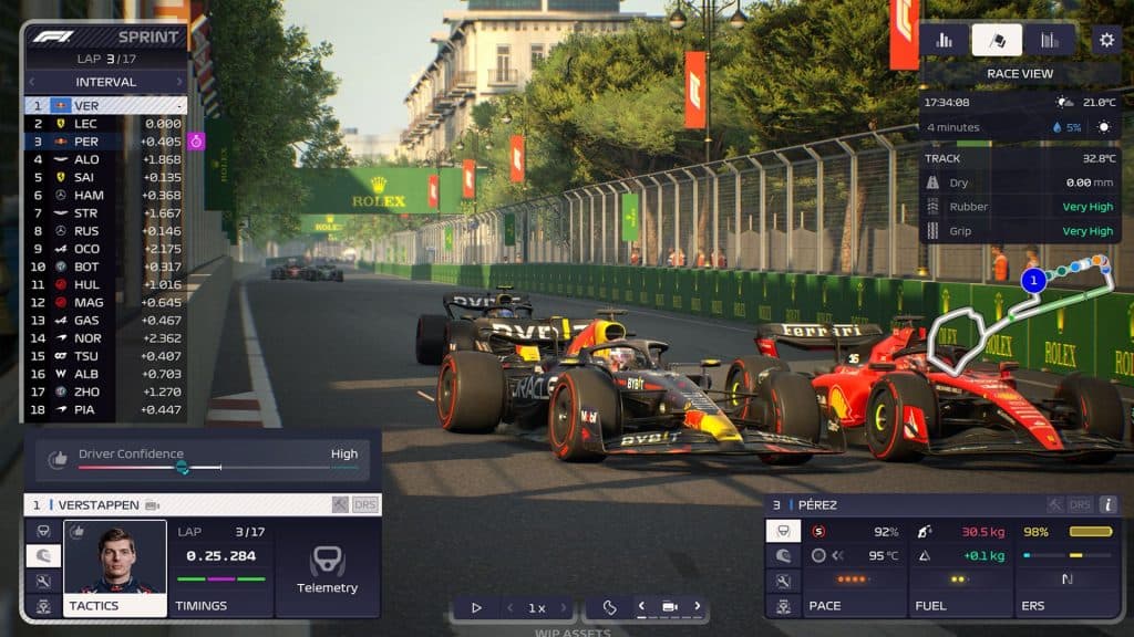 Red Bull and Ferrari f1 cars racing on Baku circuit in F1 Manager 2023