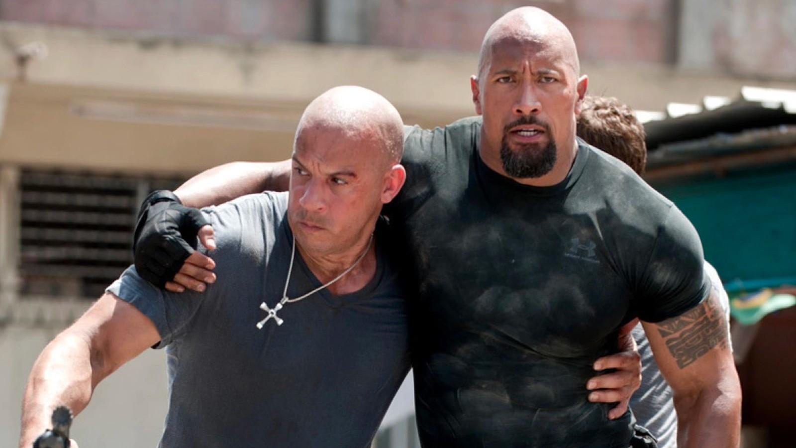 Vin Diesel and The Rock in Fast and Furious 5