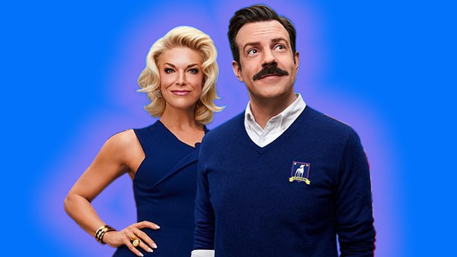 Ted and Rebecca on the Ted Lasso poster