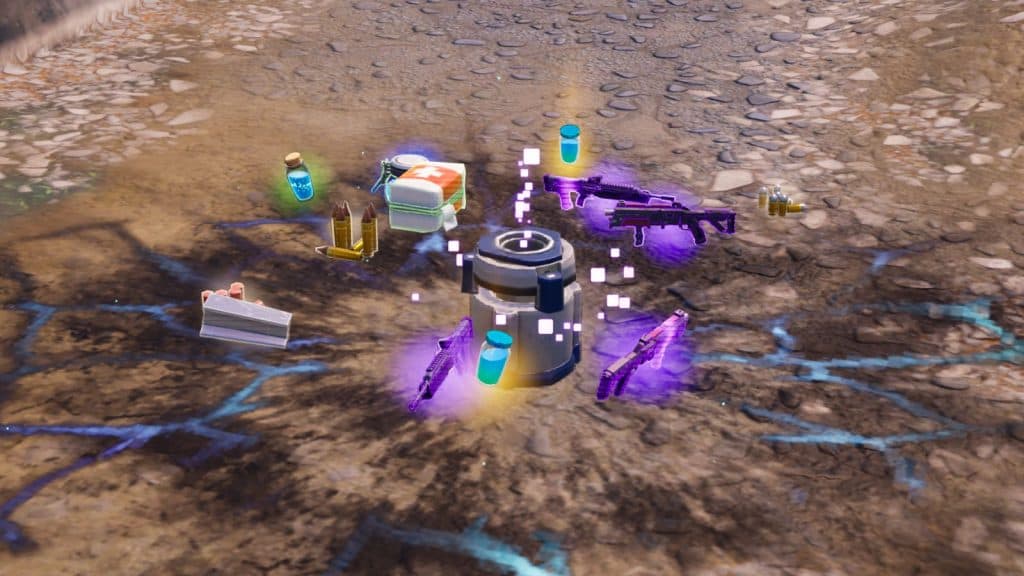 Items dropping out of a Combat Cache in Fortnite