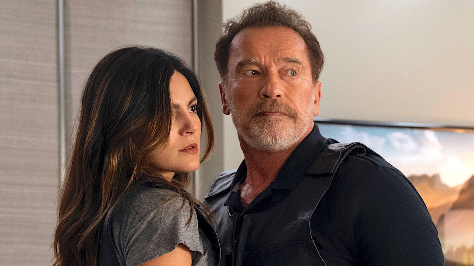 Arnold Schwarzenegger and Monica Barbaro in the FUBAR cast on Netflix