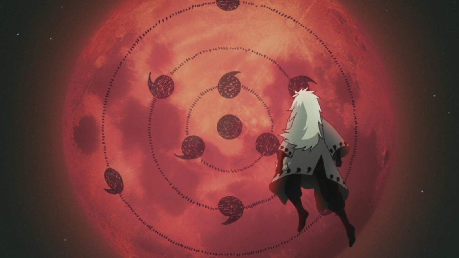 An image of Madara activating Infinite Tsukuyomi in Naruto