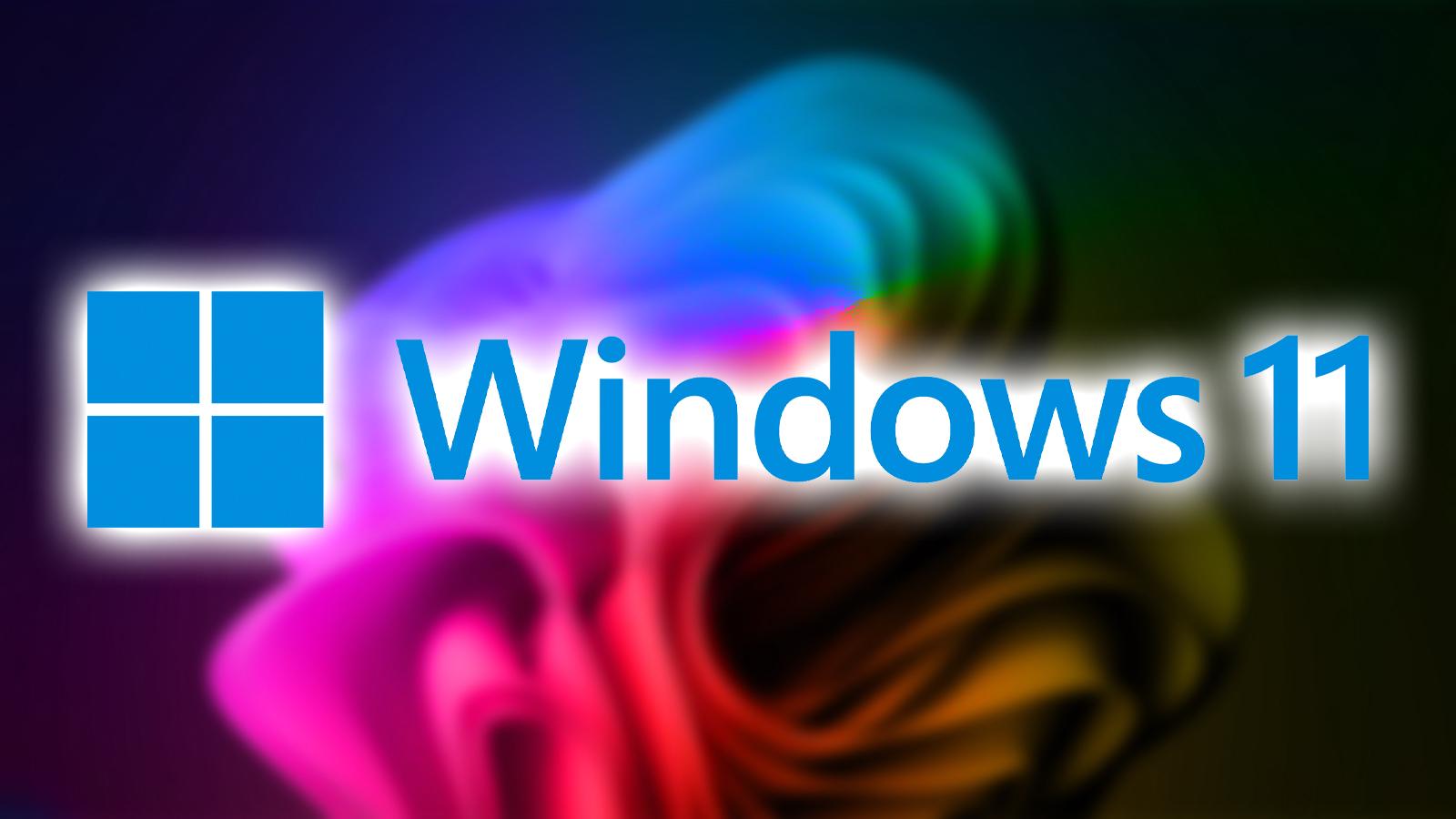 windows 11 logo on top of background with gradient rainbow