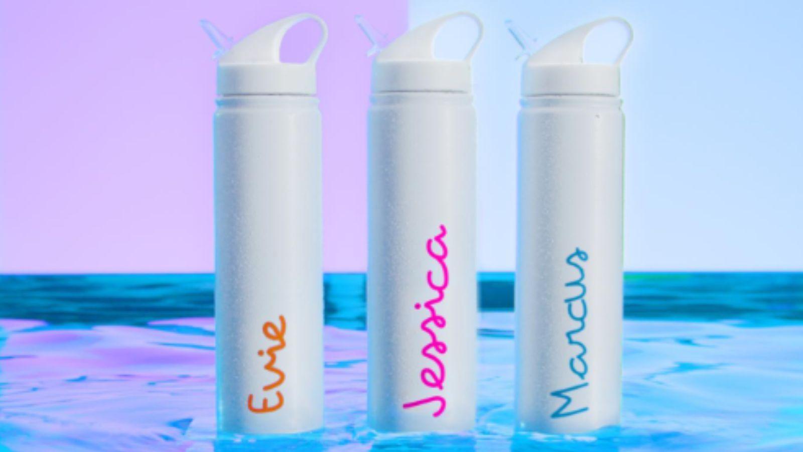 Water bottles from Love Island