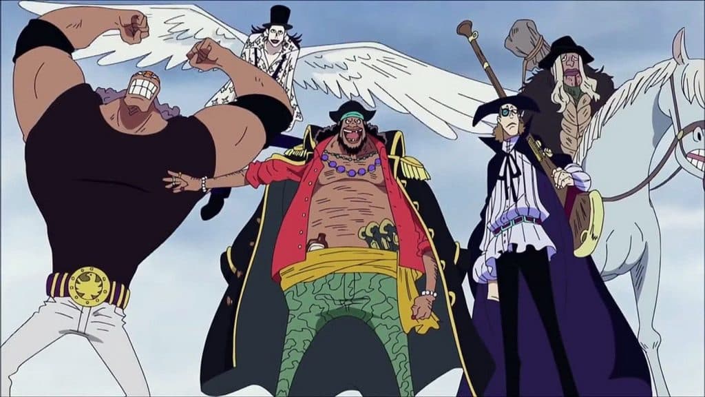 The initial members of Blackbeard Pirates in One Piece