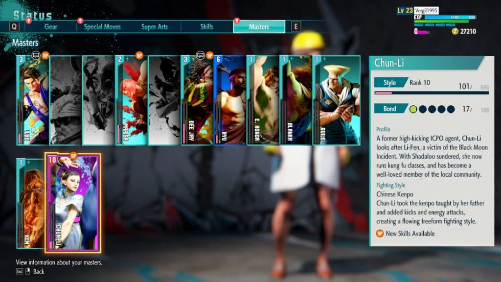 A screenshot of bond levels in Street Fighter 6