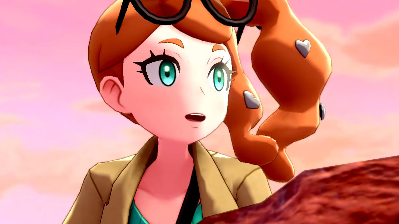 professor sonia looking at destoyed mural as seen in pokemon sword and shield.