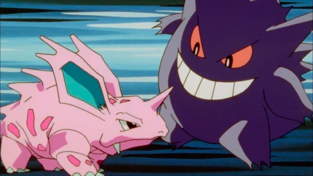 Pokemon Nidorino and Gengar fight in anime
