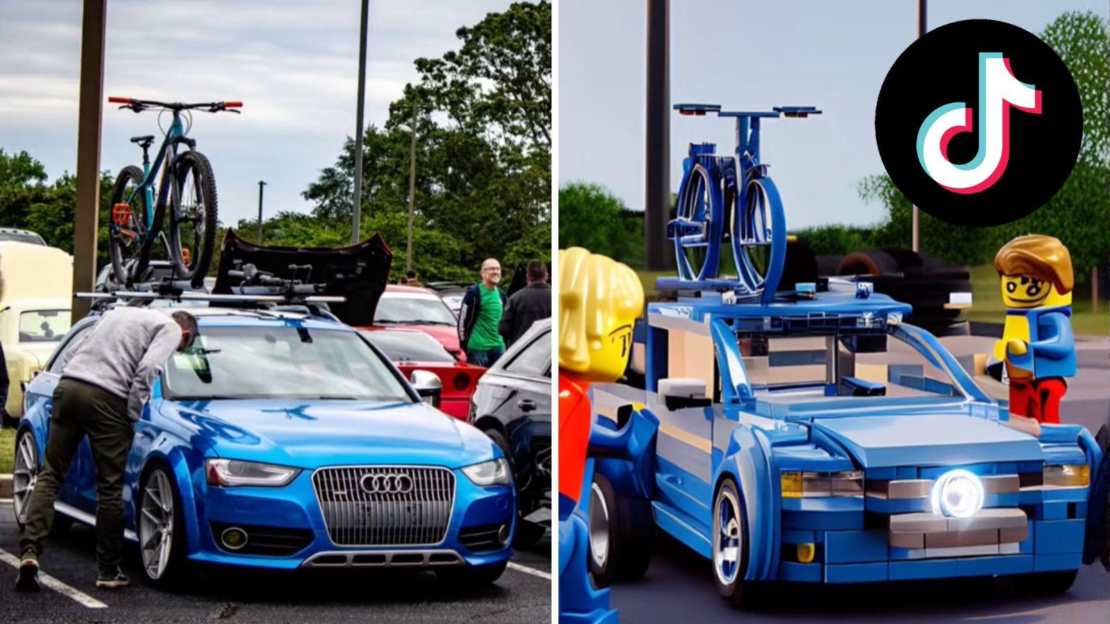 Car before and after Lego AI filter is used.