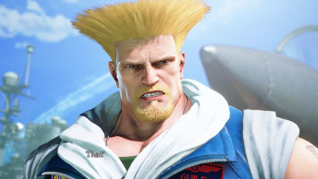 A screenshot of Guile from Street Fighter 6