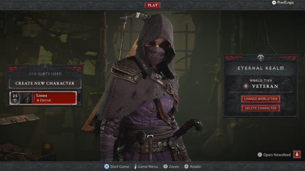 A Rogue in the loading screen in Diablo 4
