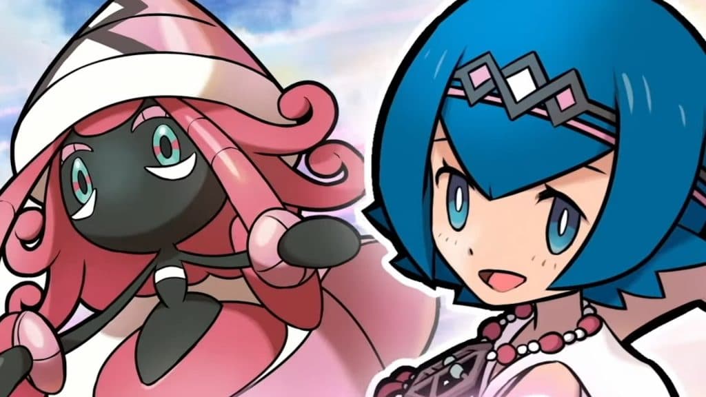 Lana and Tapu Lele Sync Pair as seen in Pokemon Masters EX.