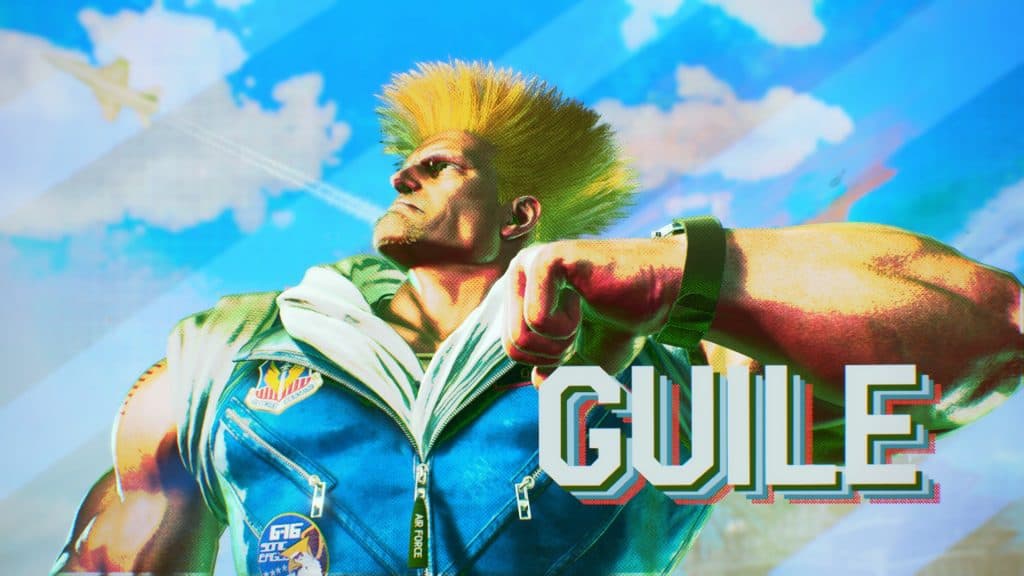 A screenshot of Guile from Street Fighter 6