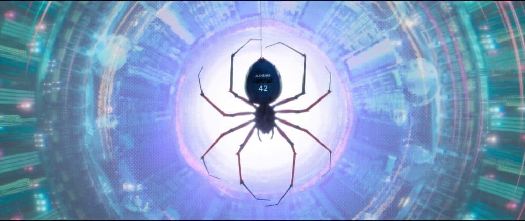 A spider with 42 on it from Spider-Man: Across the Spider-Verse, one of its many easter eggs