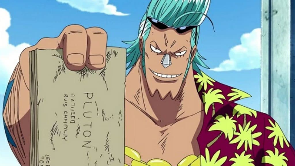 An image of Franky with the Pluton blueprints