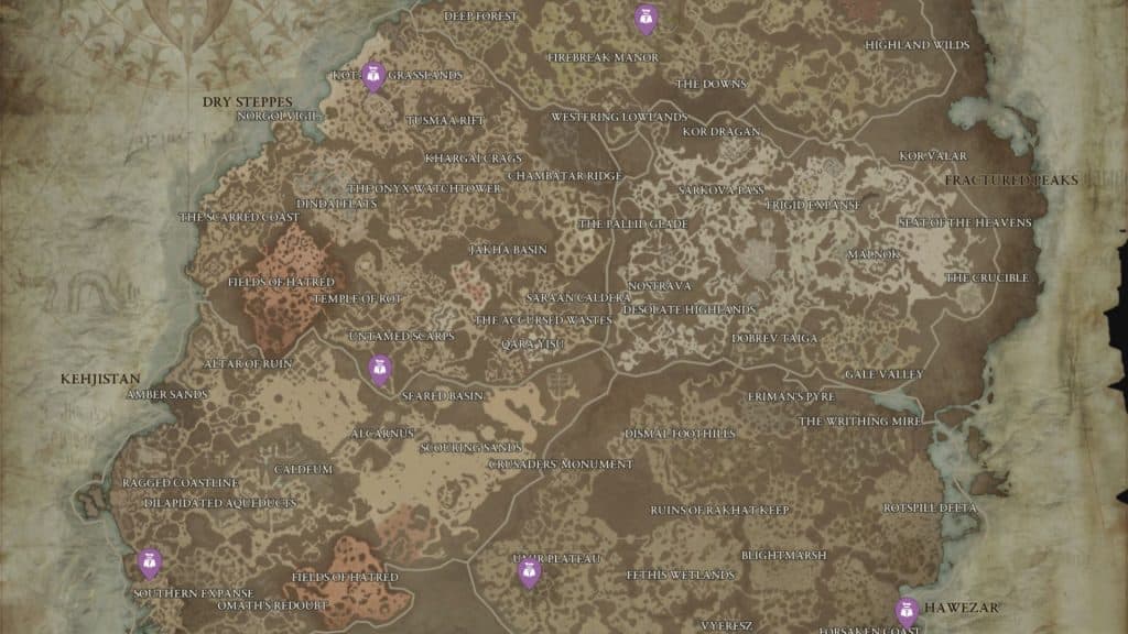 Diablo 4 map screenshot