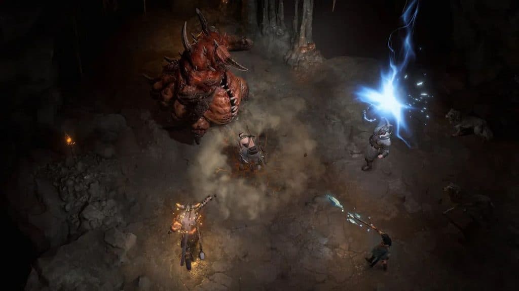players attacking boss in diablo 4