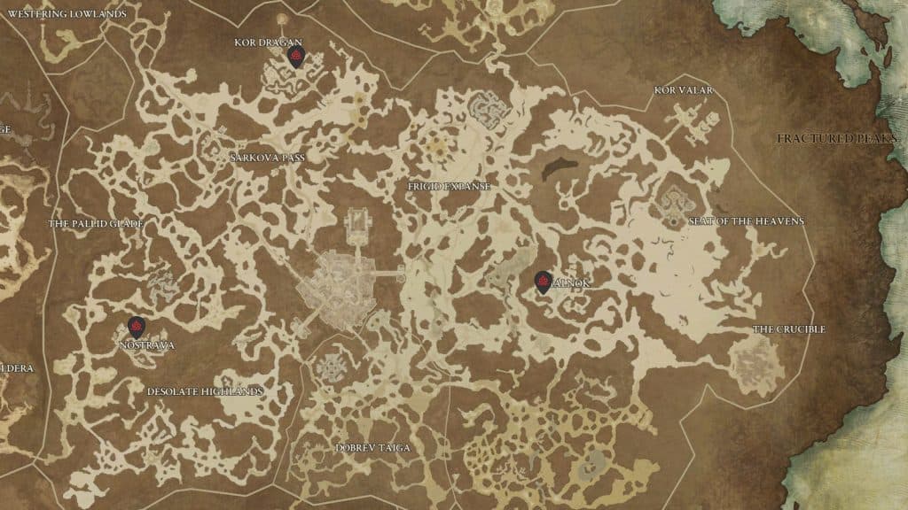Fractured Peaks Stronghold locations in Diablo 4