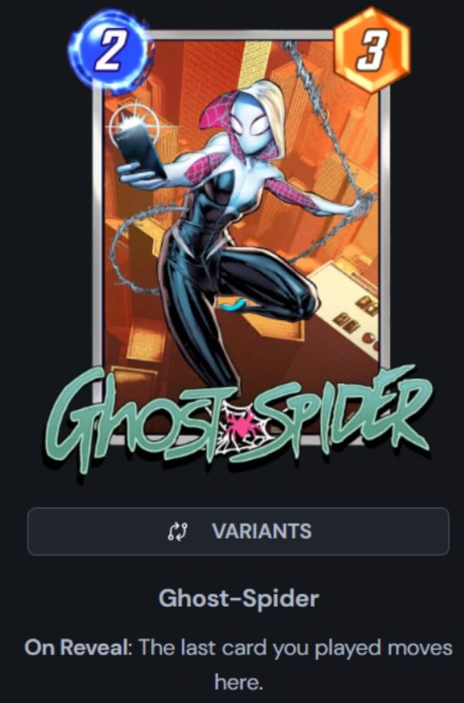 Ghost Spider card in Marvel Snap