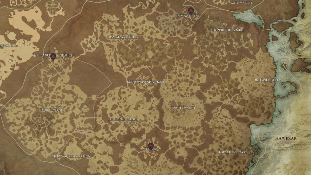 Hawezar Stronghold locations in Diablo 4
