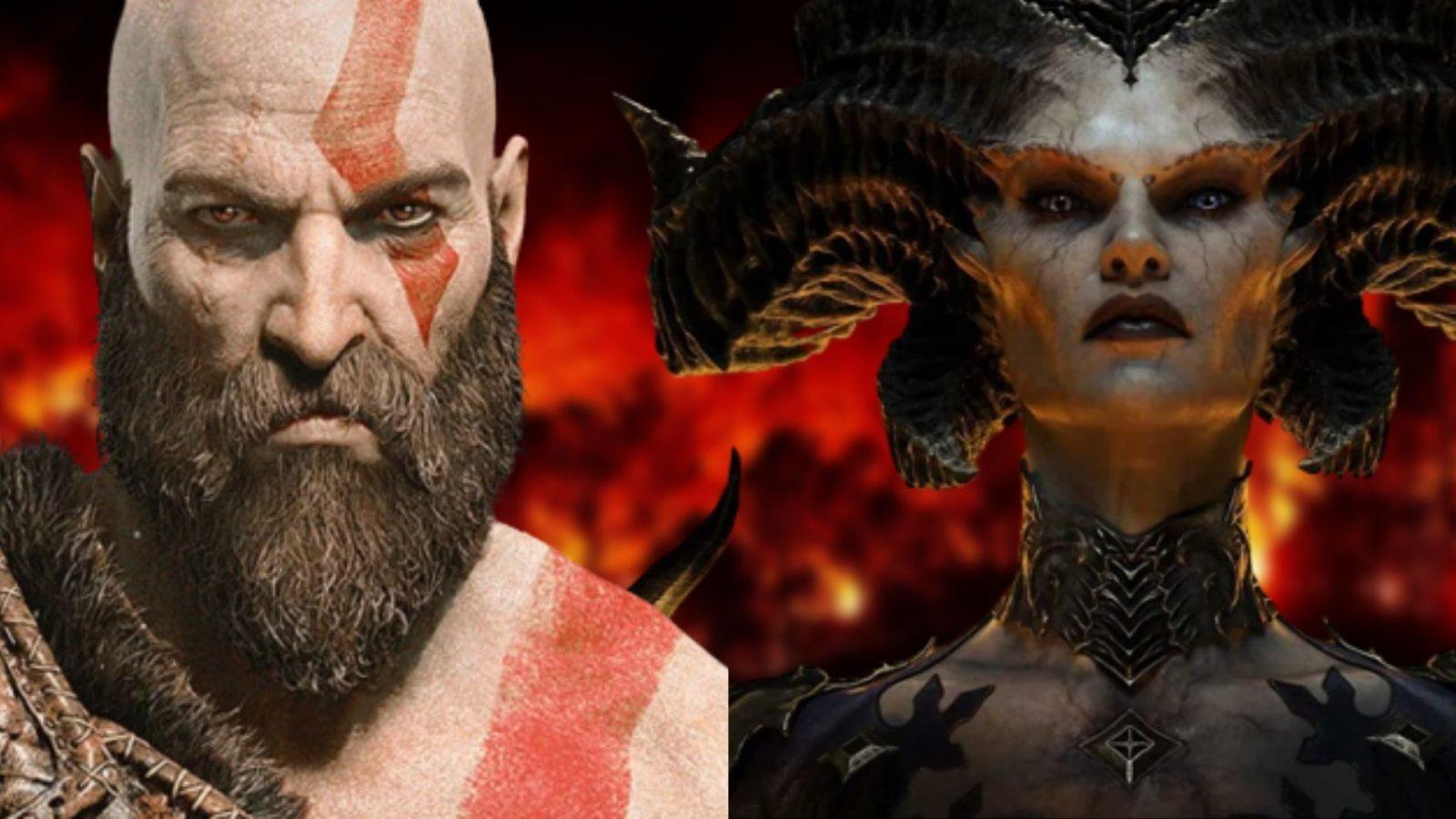 kratos from god of war and lilith from diablo 4