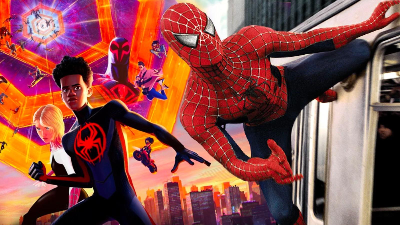 Stills from Spider-Man: Into the Spider-Verse and Spider-Man 2