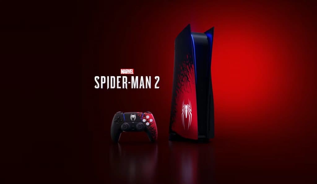 custom PS5 console and DualSense controller for Marvel's Spider-Man 2.