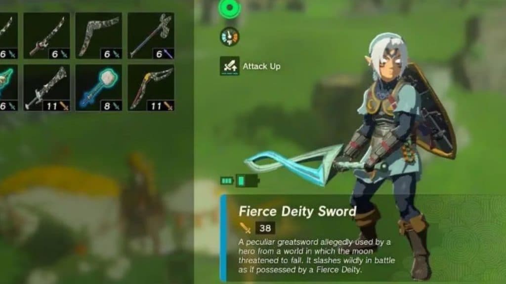 Link wielding the Fierce Deity Sword