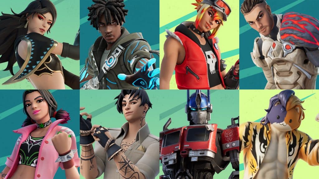 The eight skins in the Fortnite Chapter 4 Season 3 Battle Pass