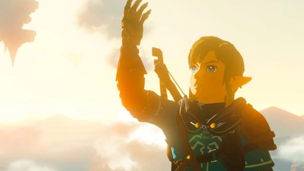 Link holding up his arm