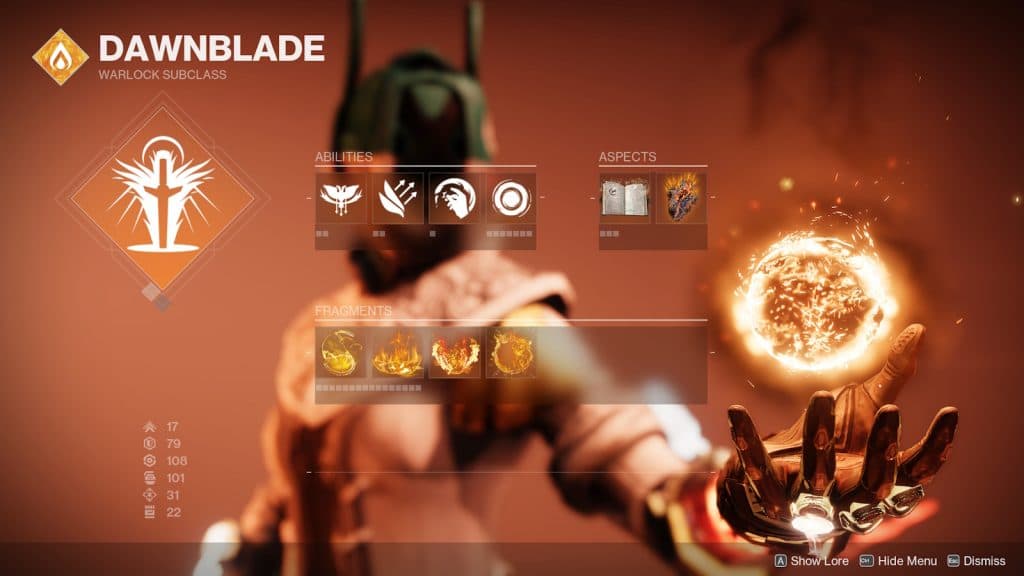 Overview of recommended Sunbracers build for Warlocks in Destiny 2.