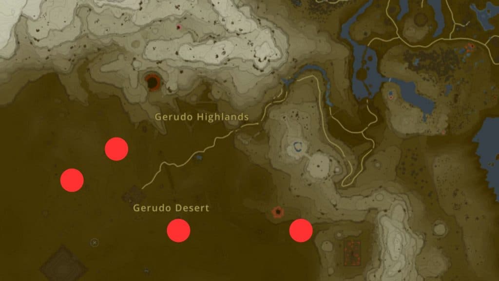 Gerudo map with Molduga locations