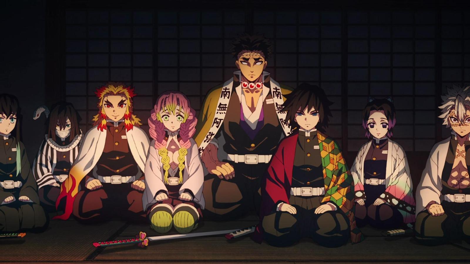 An image of all the Hashira from Demon Slayer