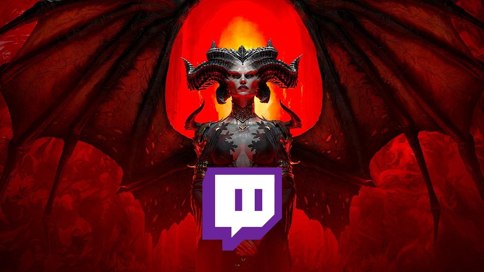Diablo 4 art with Twitch logo in the middle