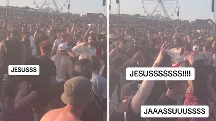 Cosplay jesus in moshpit