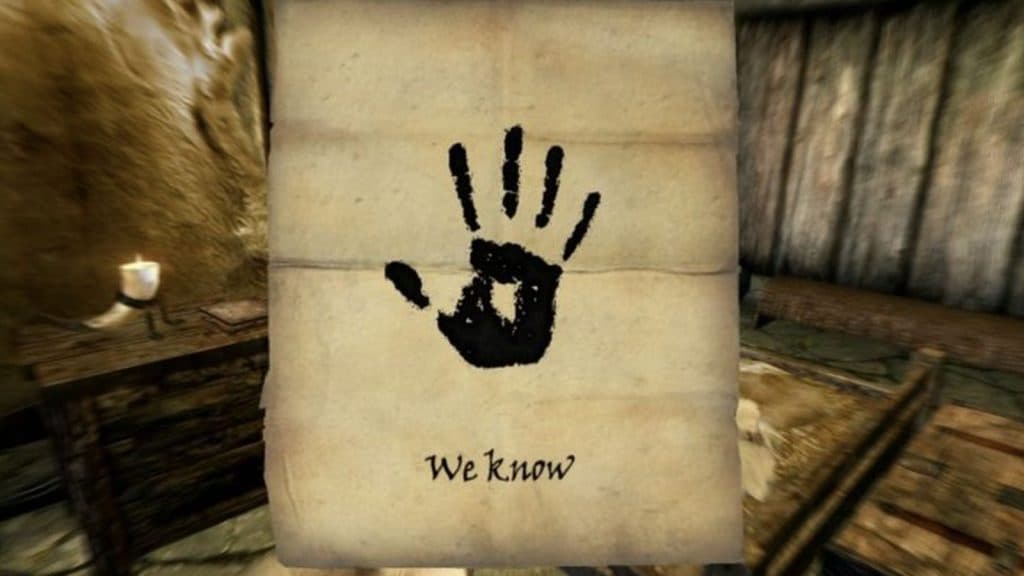 An image from the quest that players will need to complete in order to join the Dark Brotherhood.