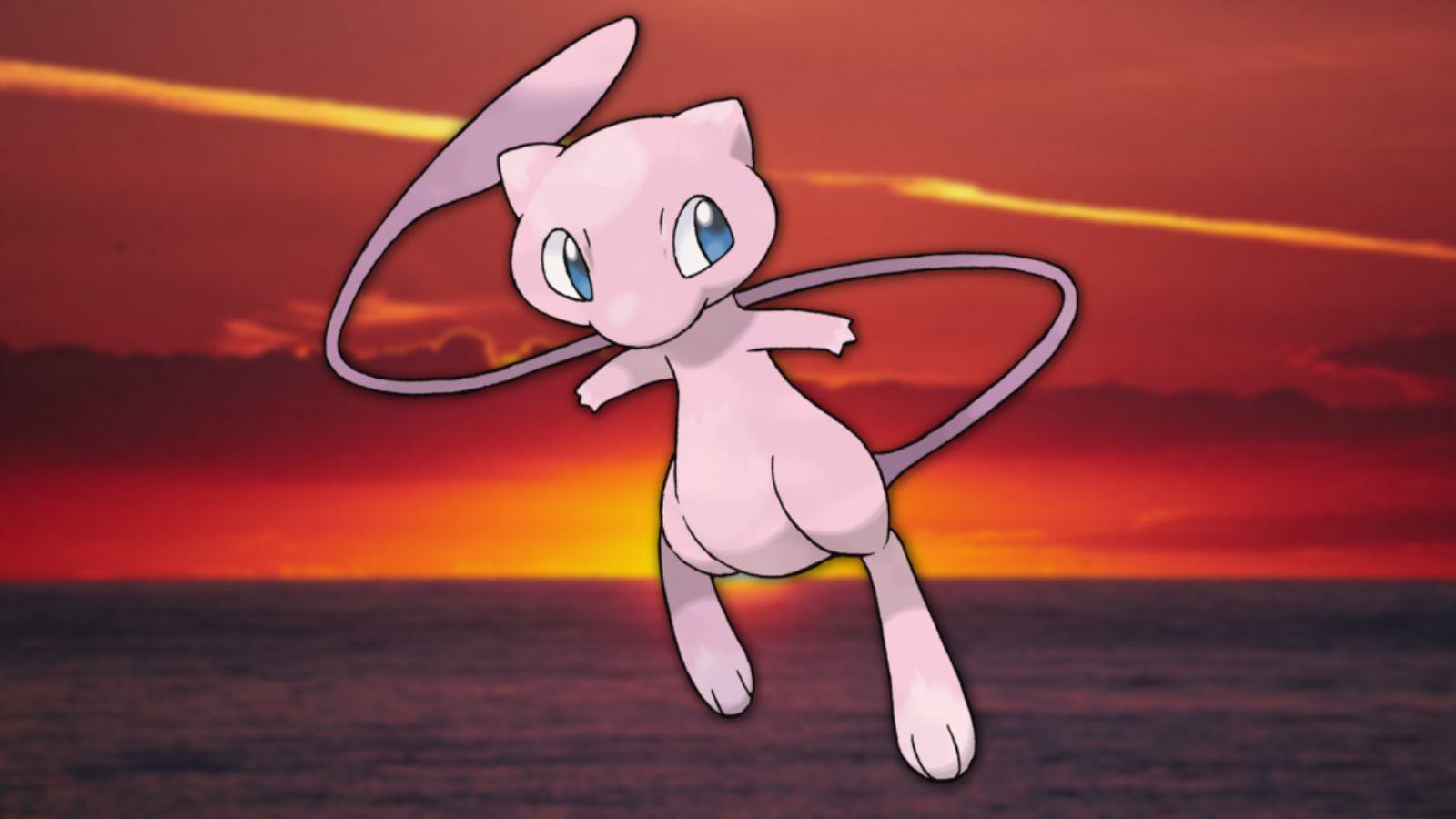 pokemon mew with sunset header