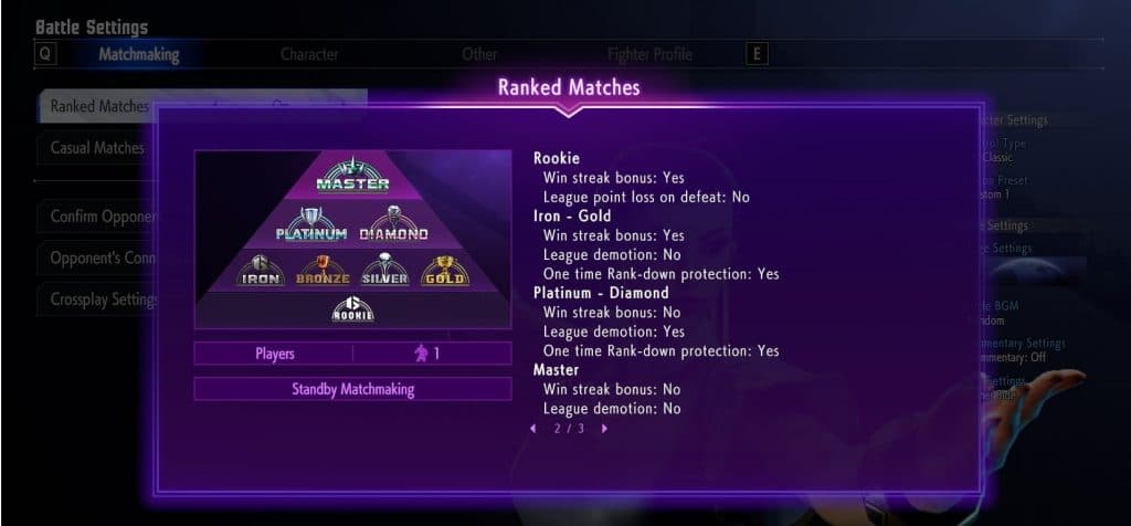 A screenshot of rank variables in Street Fighter 6
