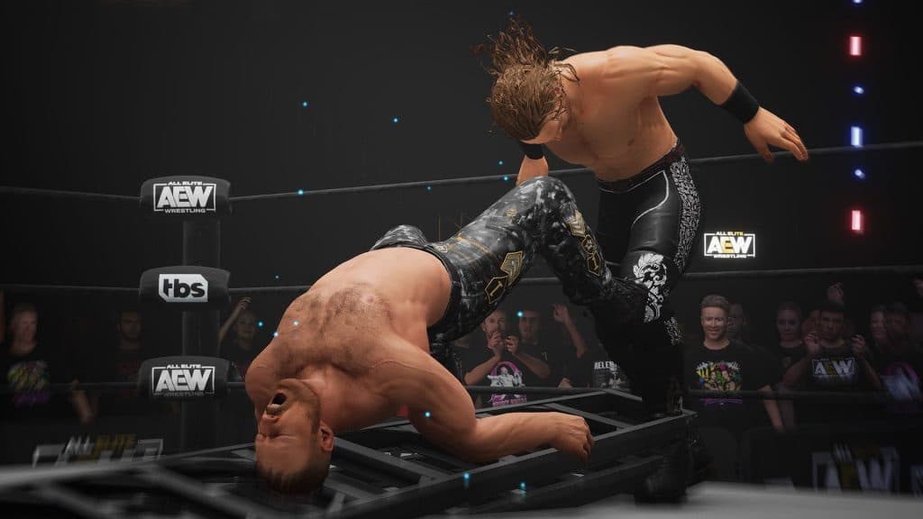 hangman page dropping jon moxley on ladder in aew fight forever