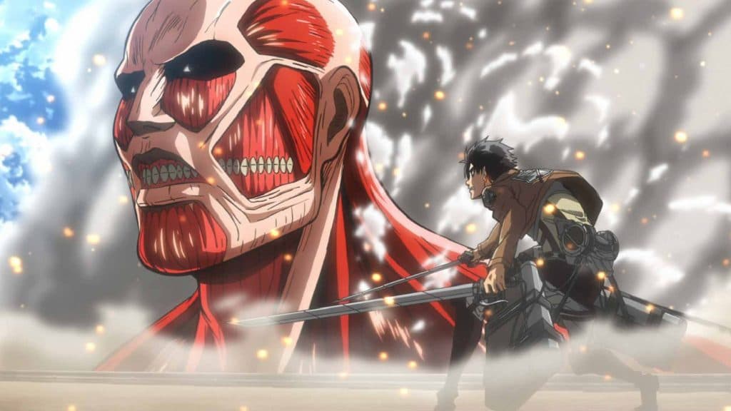 A still from Attack on Titan anime
