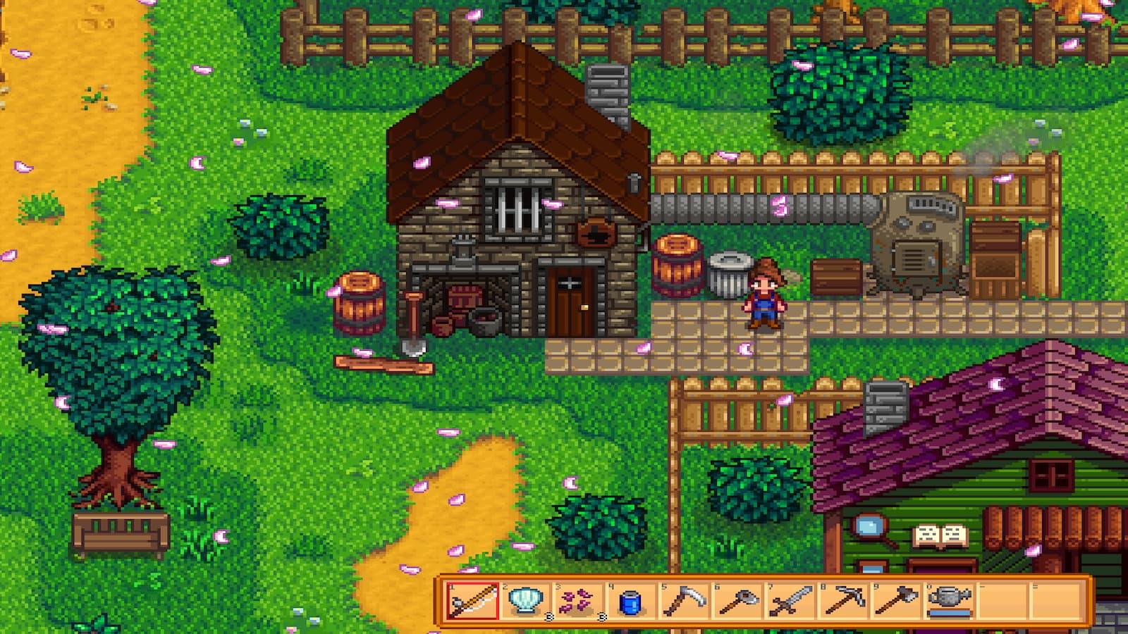 Blacksmith and tools in Stardew Valley