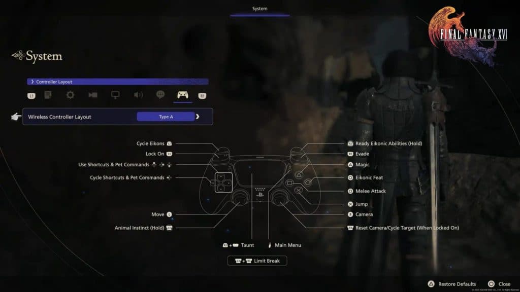 Final Fantasy 16 Controller Layout options