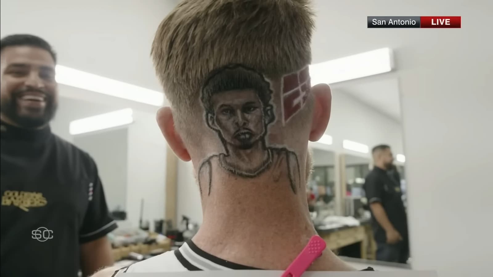 ESPN's Marty Smith with a Victor Wembanyama haircut