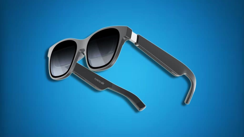 Xreal Air AR glasses on a gradient background